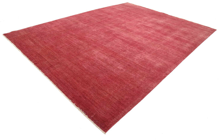 Transitional Hand Knotted Overdyed Farhan Wool Rug of Size 9'8'' X 13'0'' in Red and  Colors - Made in Afghanistan