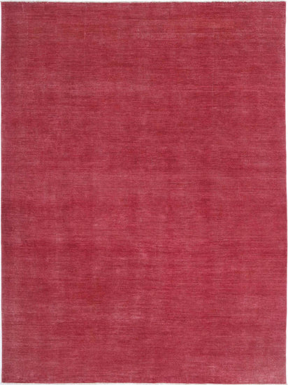 Transitional Hand Knotted Overdyed Farhan Wool Rug of Size 9'8'' X 13'0'' in Red and  Colors - Made in Afghanistan