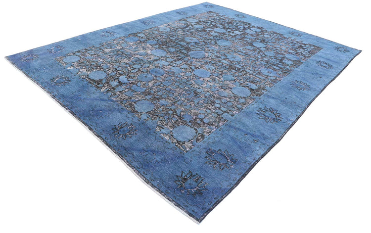 Transitional Hand Knotted Onyx Farhan Wool Rug of Size 9'1'' X 11'7'' in Blue and Black Colors - Made in Afghanistan