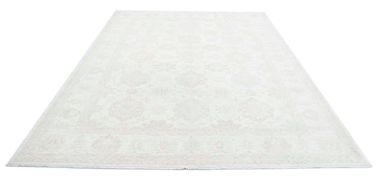 Traditional Hand Knotted Serenity Farhan Wool Rug of Size 7'11'' X 11'2'' in Ivory and Taupe Colors - Made in Afghanistan