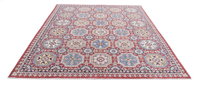 Transitional Hand Knotted Artemix Farhan Wool Rug of Size 7'11'' X 9'10'' in Red and Blue Colors - Made in Afghanistan
