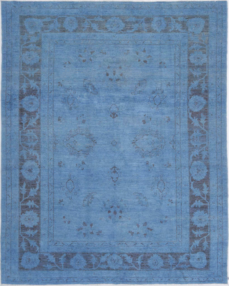 Transitional Hand Knotted Overdyed Farhan Wool Rug of Size 7'9'' X 9'7'' in  and  Colors - Made in Afghanistan
