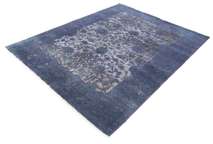 Transitional Hand Knotted Onyx Farhan Wool Rug of Size 5'11'' X 7'10'' in Grey and Ivory Colors - Made in Afghanistan