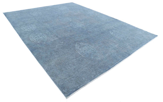 Transitional Hand Knotted Overdyed Farhan Wool Rug of Size 10'0'' X 13'5'' in Grey and Blue Colors - Made in Afghanistan