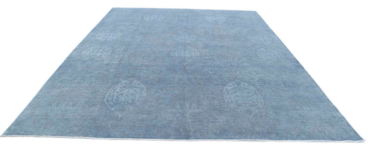 Transitional Hand Knotted Overdyed Farhan Wool Rug of Size 10'0'' X 13'5'' in Grey and Blue Colors - Made in Afghanistan