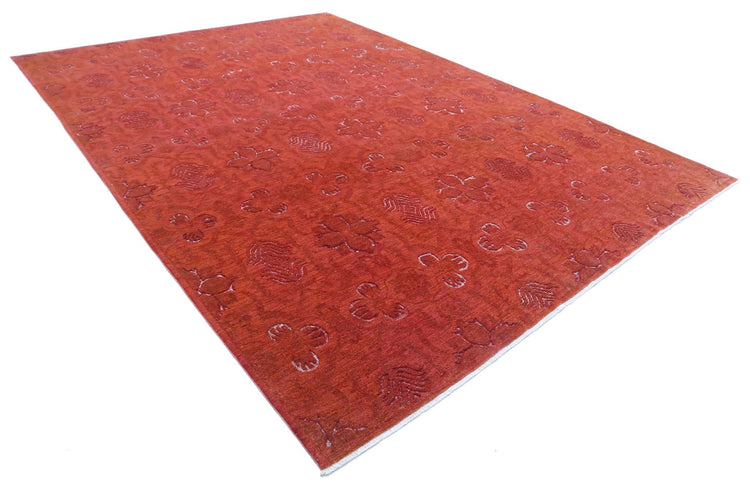 Transitional Hand Knotted Onyx Farhan Wool Rug of Size 9'8'' X 13'5'' in Red and Red Colors - Made in Afghanistan