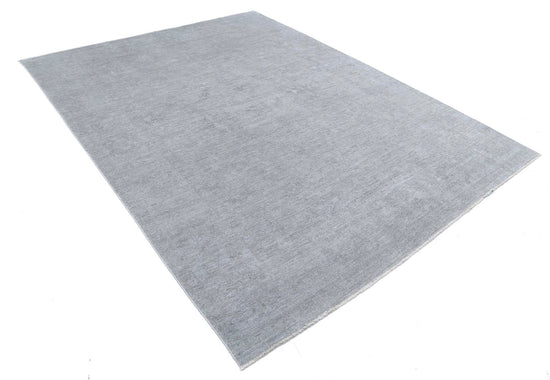 Transitional Hand Knotted Overdyed Farhan Wool Rug of Size 7'3'' X 9'6'' in Grey and Grey Colors - Made in Afghanistan