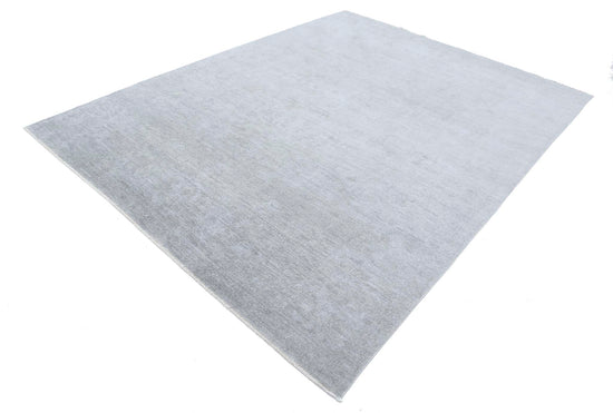 Transitional Hand Knotted Overdyed Farhan Wool Rug of Size 7'3'' X 9'6'' in Grey and Grey Colors - Made in Afghanistan