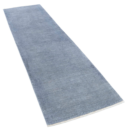 Transitional Hand Knotted Overdyed Farhan Wool Rug of Size 2'7'' X 8'8'' in Grey and Grey Colors - Made in Afghanistan