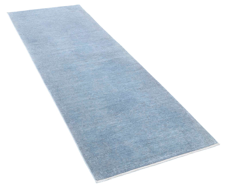 Transitional Hand Knotted Overdyed Farhan Wool Rug of Size 2'8'' X 7'7'' in Grey and Grey Colors - Made in Afghanistan