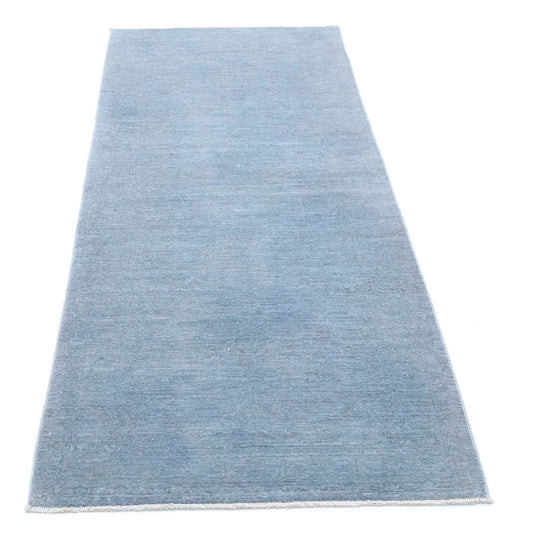 Transitional Hand Knotted Overdyed Farhan Wool Rug of Size 2'8'' X 7'7'' in Grey and Grey Colors - Made in Afghanistan