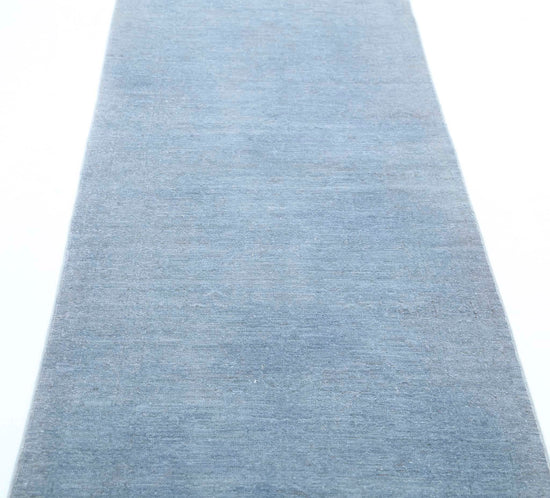 Transitional Hand Knotted Overdyed Farhan Wool Rug of Size 2'8'' X 7'7'' in Grey and Grey Colors - Made in Afghanistan