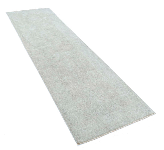Transitional Hand Knotted Overdyed Farhan Wool Rug of Size 2'5'' X 8'5'' in Grey and Grey Colors - Made in Afghanistan