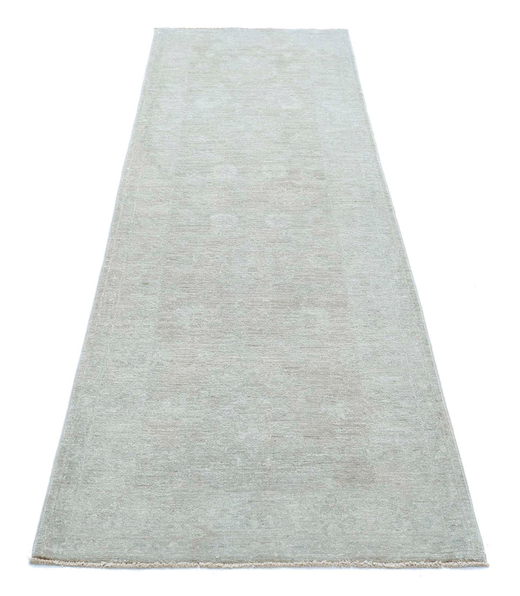 Transitional Hand Knotted Overdyed Farhan Wool Rug of Size 2'5'' X 8'5'' in Grey and Grey Colors - Made in Afghanistan