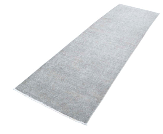 Transitional Hand Knotted Overdyed Farhan Wool Rug of Size 2'8'' X 9'3'' in Grey and Grey Colors - Made in Afghanistan