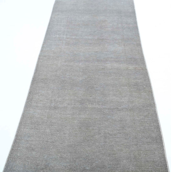 Transitional Hand Knotted Overdyed Farhan Wool Rug of Size 2'8'' X 9'3'' in Grey and Grey Colors - Made in Afghanistan