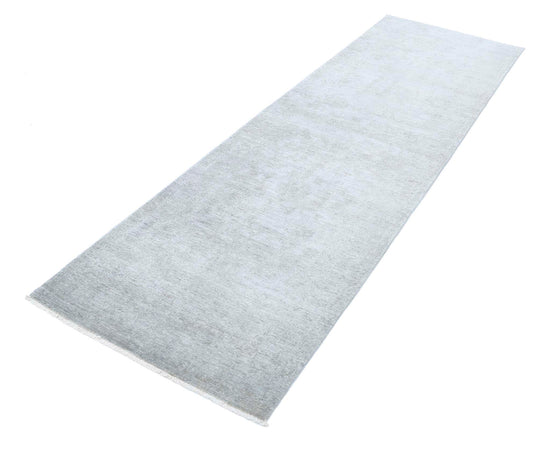 Transitional Hand Knotted Overdyed Farhan Wool Rug of Size 2'8'' X 8'6'' in Grey and Grey Colors - Made in Afghanistan