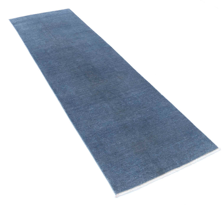 Transitional Hand Knotted Overdyed Farhan Wool Rug of Size 2'5'' X 8'0'' in Blue and  Colors - Made in Afghanistan