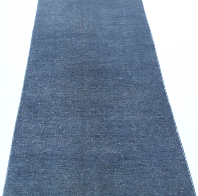 Transitional Hand Knotted Overdyed Farhan Wool Rug of Size 2'5'' X 8'0'' in Blue and  Colors - Made in Afghanistan