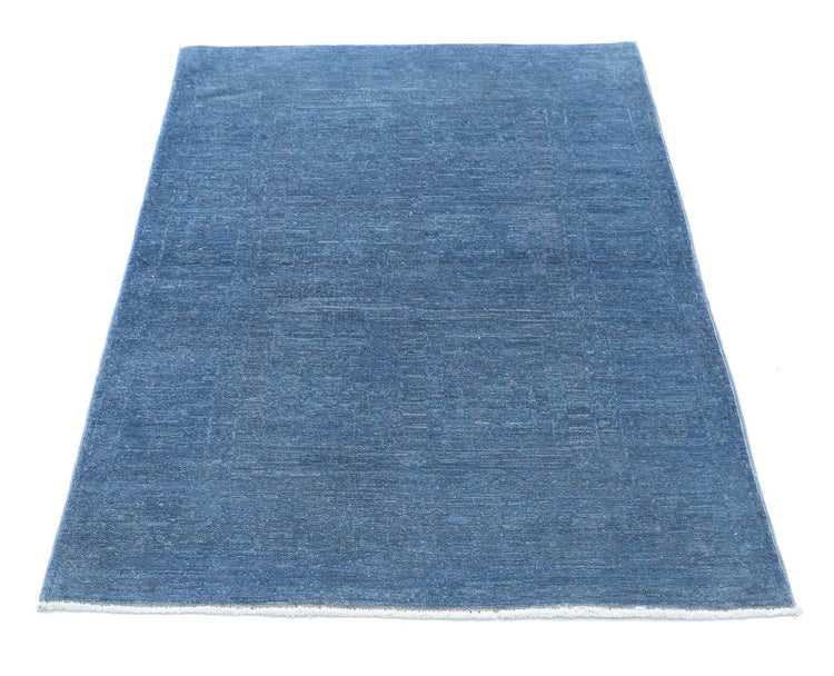 Transitional Hand Knotted Overdyed Farhan Wool Rug of Size 3'1'' X 4'9'' in Blue and Blue Colors - Made in Afghanistan
