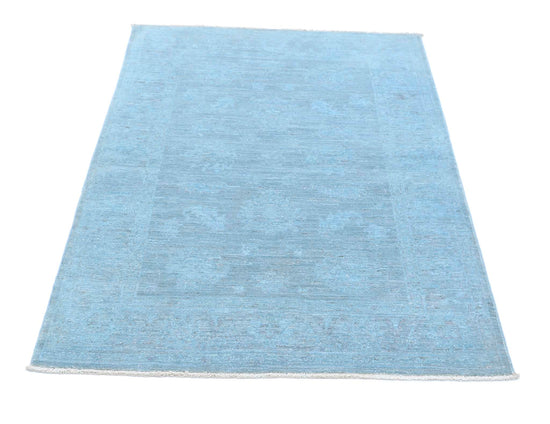 Transitional Hand Knotted Overdyed Farhan Wool Rug of Size 3'2'' X 4'7'' in Blue and Blue Colors - Made in Afghanistan