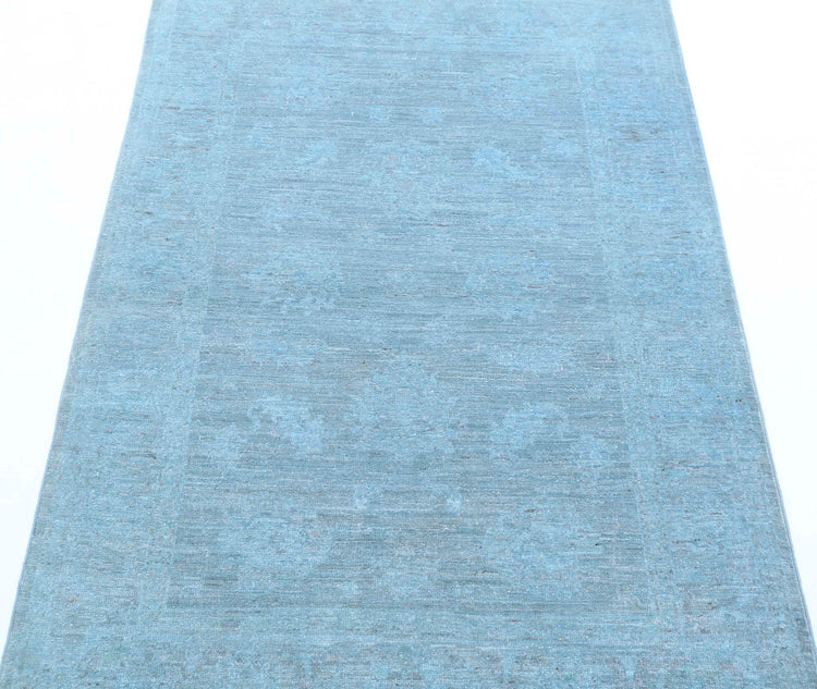 Transitional Hand Knotted Overdyed Farhan Wool Rug of Size 3'2'' X 4'7'' in Blue and Blue Colors - Made in Afghanistan
