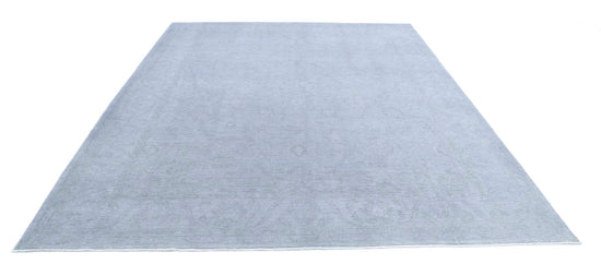 Transitional Hand Knotted Overdyed Farhan Wool Rug of Size 8'10'' X 11'7'' in Grey and Grey Colors - Made in Afghanistan