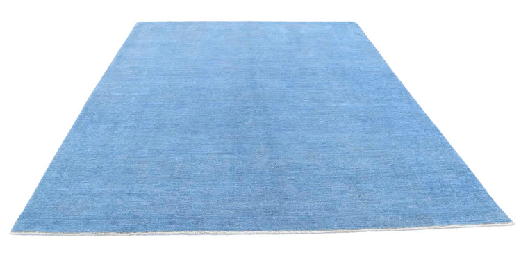 Transitional Hand Knotted Overdyed Farhan Wool Rug of Size 7'10'' X 9'10'' in Blue and Blue Colors - Made in Afghanistan