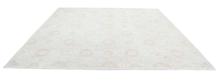 Transitional Hand Knotted Artemix Farhan Wool Rug of Size 11'0'' X 10'10'' in Grey and Ivory Colors - Made in Afghanistan