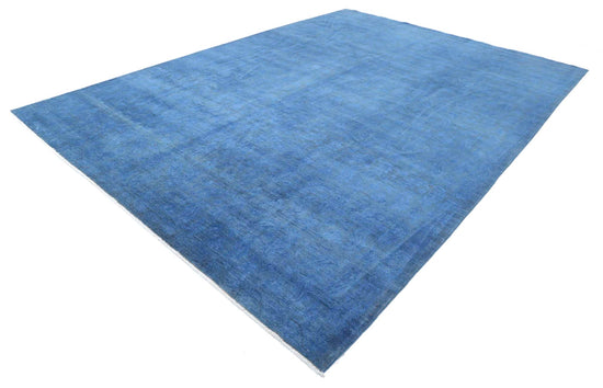 Transitional Hand Knotted Overdyed Farhan Wool Rug of Size 9'10'' X 13'9'' in Blue and Blue Colors - Made in Afghanistan