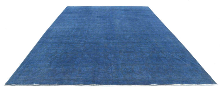 Transitional Hand Knotted Overdyed Farhan Wool Rug of Size 9'10'' X 13'9'' in Blue and Blue Colors - Made in Afghanistan
