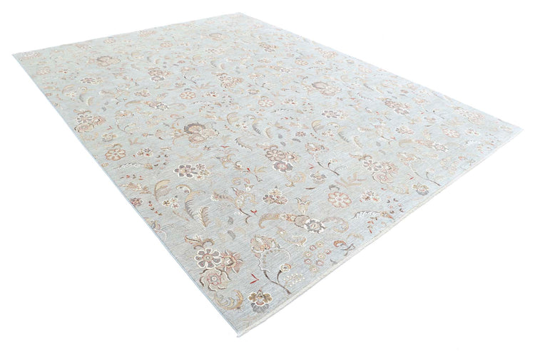 Transitional Hand Knotted Artemix Farhan Wool Rug of Size 8'11'' X 11'7'' in Grey and Grey Colors - Made in Afghanistan