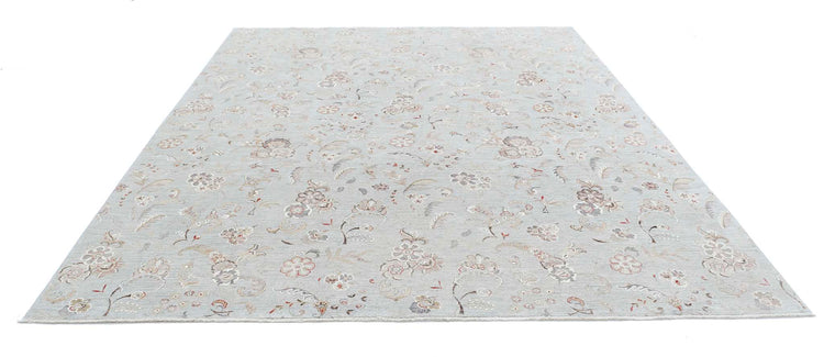 Transitional Hand Knotted Artemix Farhan Wool Rug of Size 8'11'' X 11'7'' in Grey and Grey Colors - Made in Afghanistan