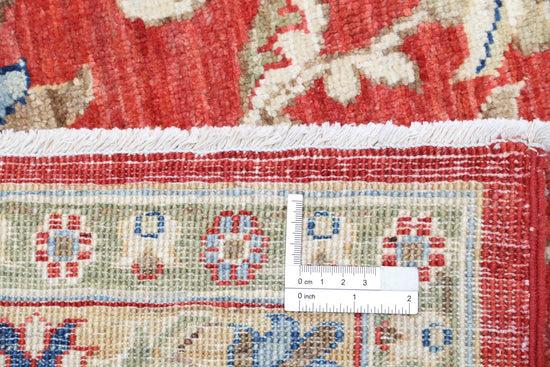 Traditional Hand Knotted Heriz Farhan Wool Rug of Size 9'11'' X 13'11'' in Red and Blue Colors - Made in Afghanistan
