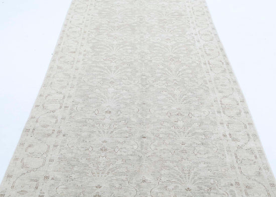 Traditional Hand Knotted Serenity Farhan Wool Rug of Size 4'0'' X 13'5'' in Brown and Ivory Colors - Made in Afghanistan