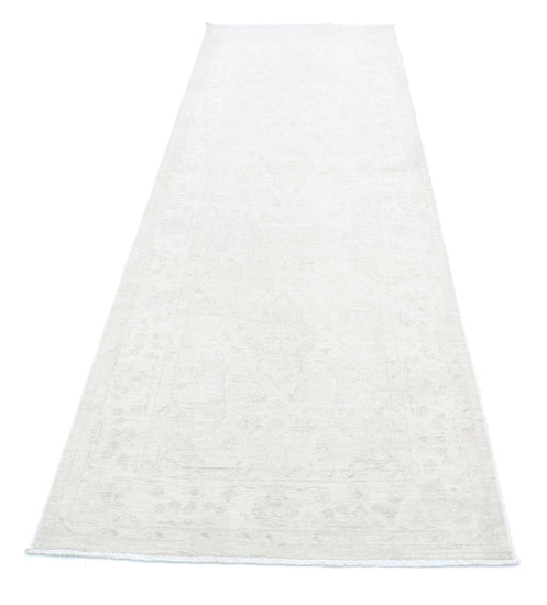 Traditional Hand Knotted Serenity Farhan Wool Rug of Size 3'2'' X 10'9'' in Ivory and Ivory Colors - Made in Afghanistan