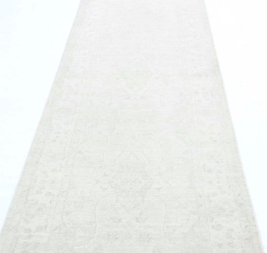 Traditional Hand Knotted Serenity Farhan Wool Rug of Size 3'2'' X 10'9'' in Ivory and Ivory Colors - Made in Afghanistan