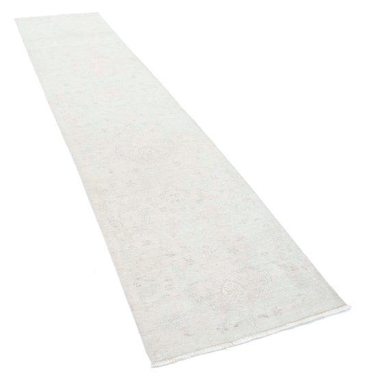 Traditional Hand Knotted Serenity Farhan Wool Rug of Size 2'8'' X 11'11'' in Ivory and Ivory Colors - Made in Afghanistan