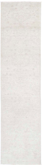 Traditional Hand Knotted Serenity Farhan Wool Rug of Size 2'8'' X 11'11'' in Ivory and Ivory Colors - Made in Afghanistan