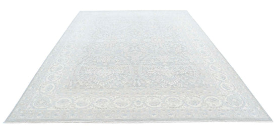 Traditional Hand Knotted Serenity Farhan Wool Rug of Size 8'7'' X 11'9'' in Grey and Ivory Colors - Made in Afghanistan