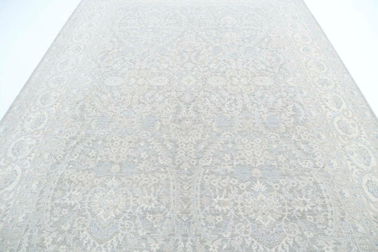 Traditional Hand Knotted Serenity Farhan Wool Rug of Size 8'7'' X 11'9'' in Grey and Ivory Colors - Made in Afghanistan
