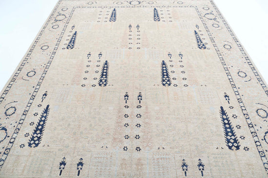 Traditional Hand Knotted Serenity Farhan Wool Rug of Size 7'7'' X 9'6'' in Brown and Brown Colors - Made in Afghanistan