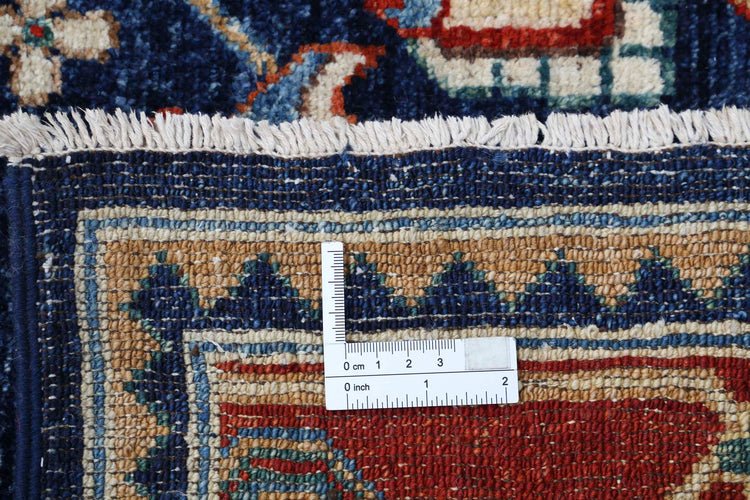 Traditional Hand Knotted Ziegler Farhan Wool Rug of Size 6'2'' X 12'7'' in Blue and Red Colors - Made in Afghanistan