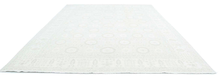 Traditional Hand Knotted Serenity Farhan Wool Rug of Size 11'8'' X 15'2'' in Silver and Ivory Colors - Made in Afghanistan