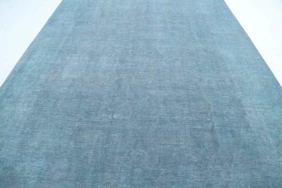 Transitional Hand Knotted Overdyed Farhan Wool Rug of Size 8'11'' X 12'6'' in Blue and Blue Colors - Made in Afghanistan
