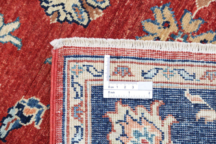 Traditional Hand Knotted Ziegler Farhan Wool Rug of Size 3'9'' X 5'9'' in Red and Blue Colors - Made in Afghanistan