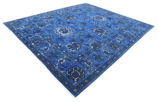 Transitional Hand Knotted Onyx Farhan Wool Rug of Size 9'9'' X 11'4'' in Blue and Blue Colors - Made in Afghanistan