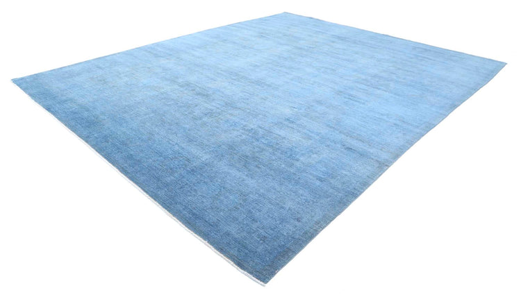 Transitional Hand Knotted Overdyed Farhan Wool Rug of Size 11'8'' X 14'7'' in Blue and Blue Colors - Made in Afghanistan