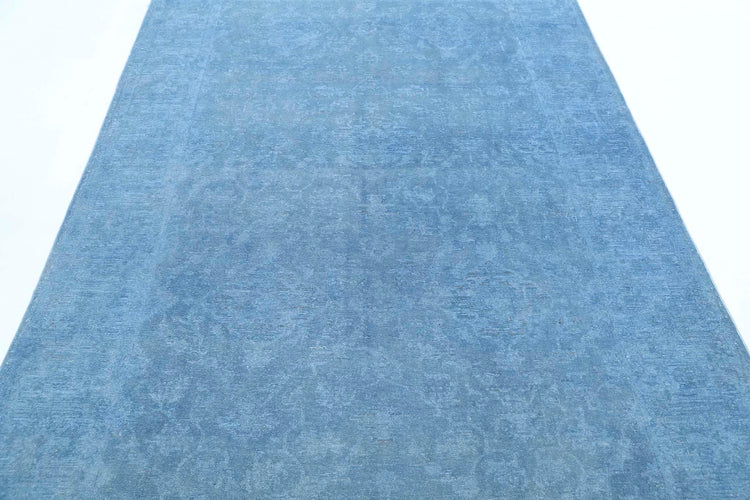 Transitional Hand Knotted Overdyed Farhan Wool Rug of Size 5'11'' X 8'10'' in Blue and Blue Colors - Made in Afghanistan