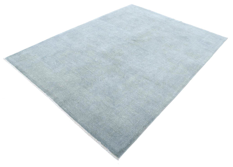 Transitional Hand Knotted Overdyed Farhan Wool Rug of Size 6'0'' X 8'2'' in Grey and Grey Colors - Made in Afghanistan
